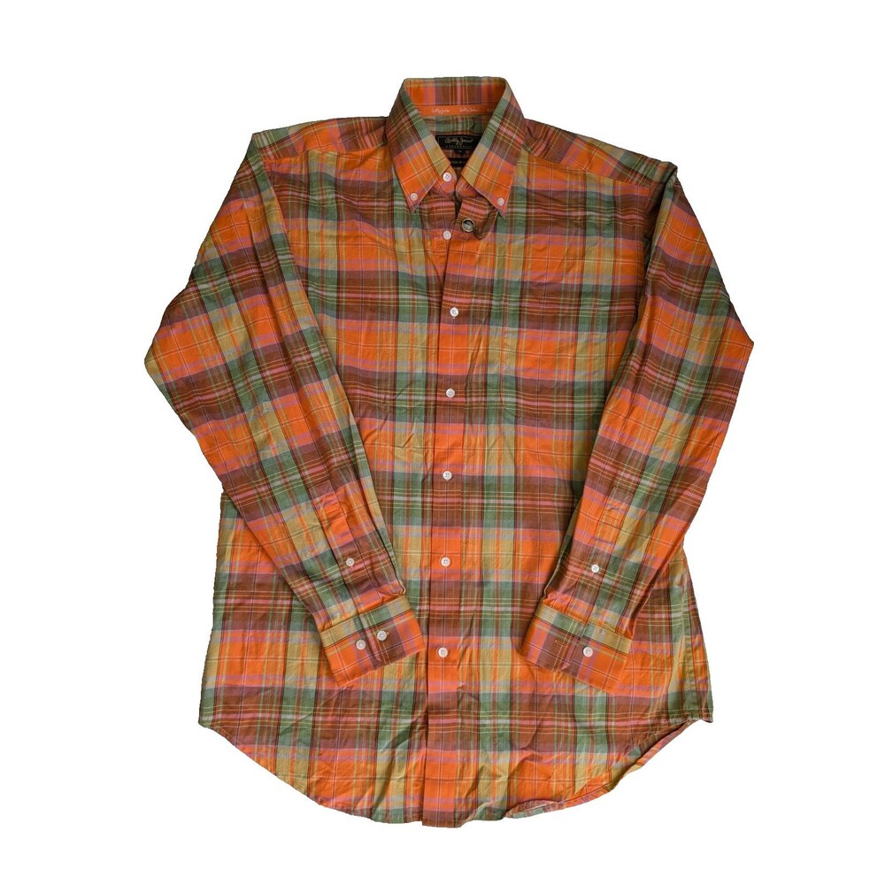 Bobby Jones Collection Men's M Made in Italy Cotton Plaid Button Down Shirt NWOT